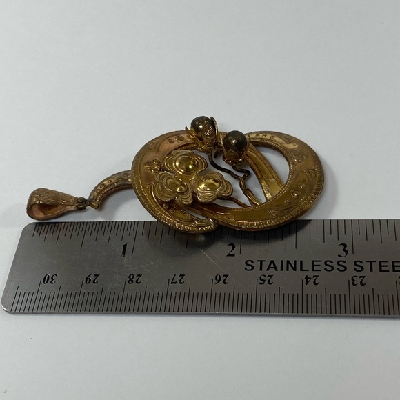 Signed Vintage 1940's Leo Glass Buds and Flowers Pendant Steam Punk Vibes - Picture 5 of 6